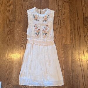 Floral Embroidered Off White Dress